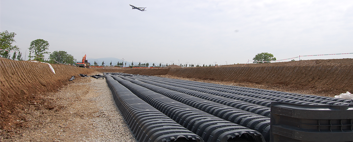 Drening for stormwater management at Orio al Serio Airport in Bergamo